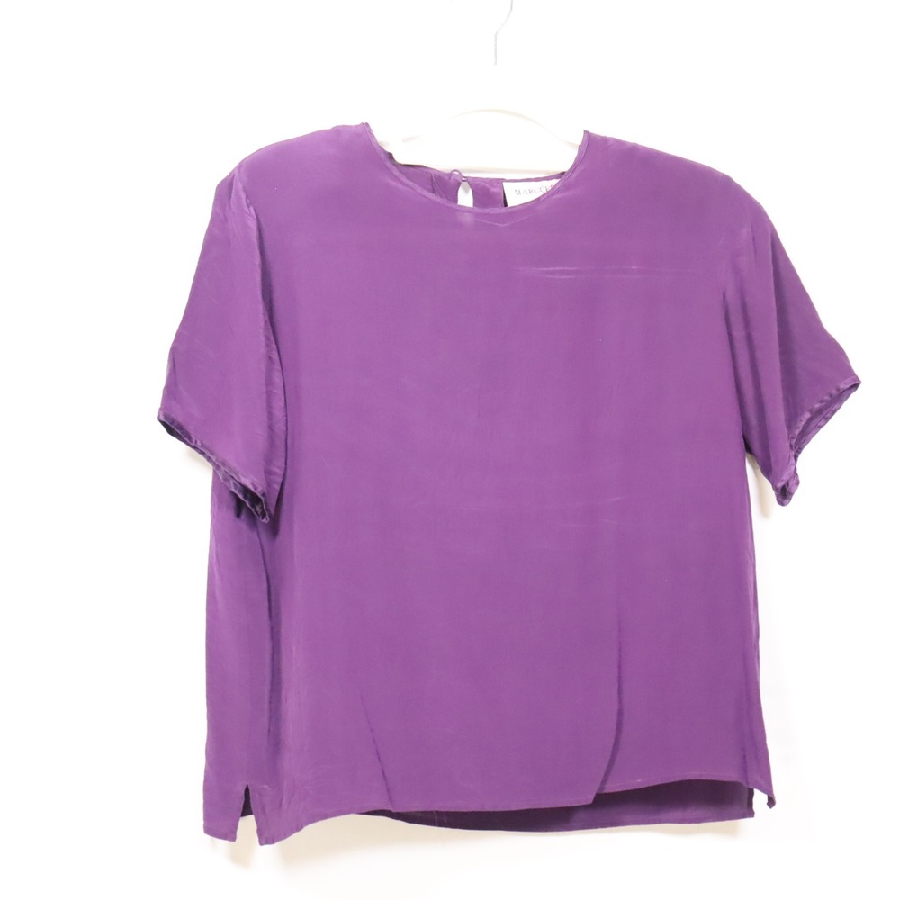 Marguerite Li Silk Blouse M Purple Womens Officecore Minimalist Top